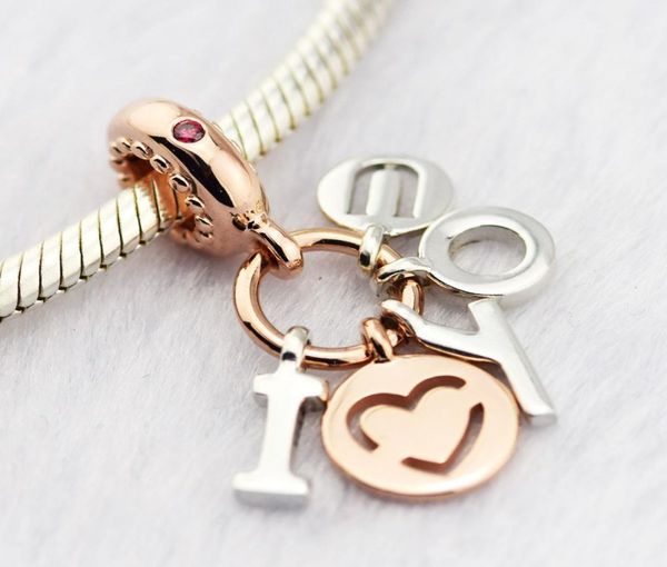 

2018 spring 925 sterling silver jewelry i love you dangle charm, rose & red original beads fits women jewelry making bracelets9401032, Bronze;silver