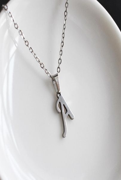 

womens jewelry name initials heart pendant necklace 26 letters stainless steel necklaces girls gifts first letter accessories6348872, Silver