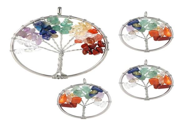 

tree of life pendant 7 chakra natural stone beads charms jewelry for earring choker pendant women girl diy jewelry making accessor9743781, Bronze;silver