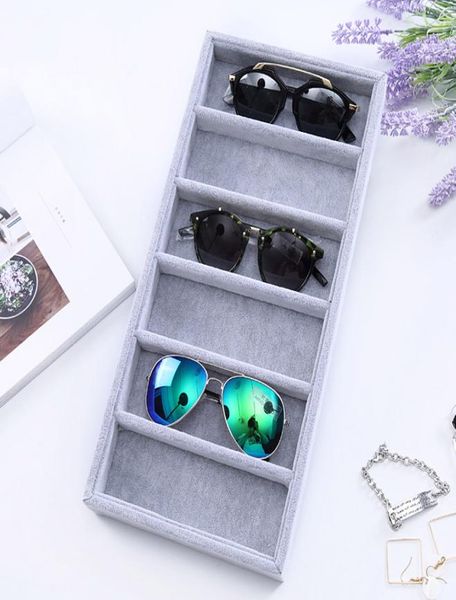 

6 grids sunglasses display tray glasses holder sunglasses storage box eyeglasses collection jewelry organizer box5032913, Black