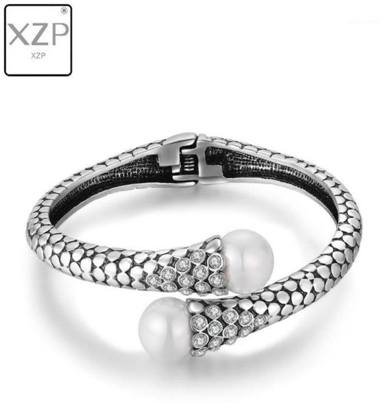 

bangle xzp vintage punk big statement curved open crystal opal cuff women men bracelets bangles wristbands male jewelry12192356, Black