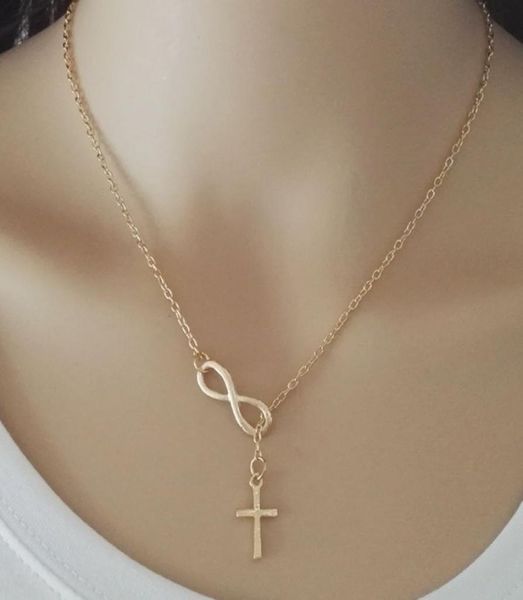 

new 2021 lucky number 8 infinity cross necklace choker pendant long silver necklace chain8770984