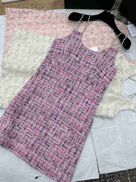 

women's jackets designer 2023 summer new celebrity style temperament reduced age tweed weave knitted strap beaded dress fyjs, Black;brown