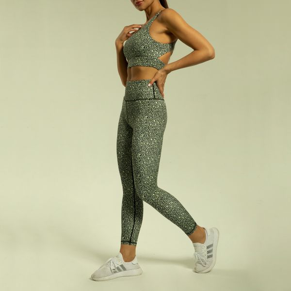 

european and american workout clothes hollow out beauty back exercise bra stone pattern high waist hip lift running thinner pants yoga suit, White;red