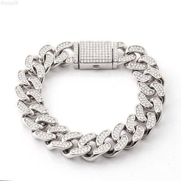 

designer jewelry hip hop jewelry custom iced out sparkle cuban bracelet with moissanite stone in 925 sterling silver for fiance