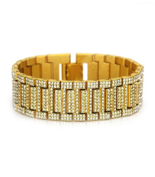 

men039s link chain bracelets of hiphop rap bracelet for men039 domineering exaggerated diamond jewelry watch strap2847245, Black