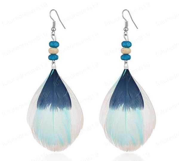 

new multilayer lightweight gradient fashion feather earrings women vintage wood bead earrings6672496, Silver