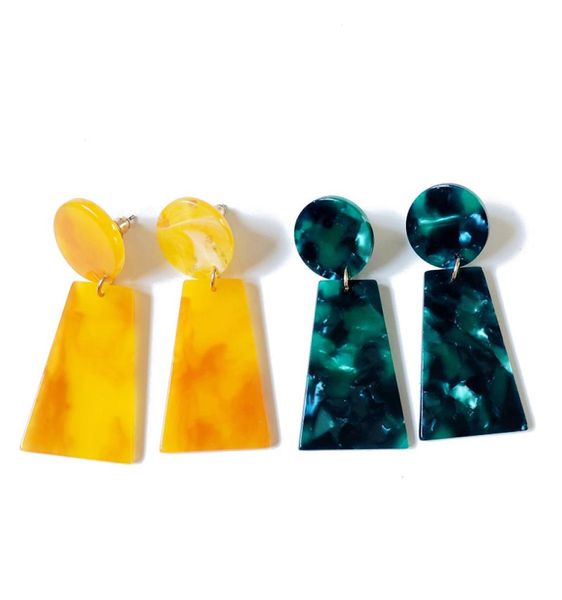 

new elegant yellow green geometric resin sweet color whole earring pretty earring for women5093324, Golden;silver