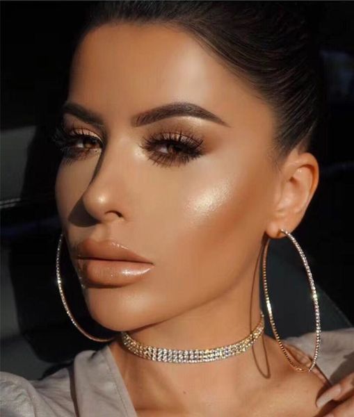 

women large hoop earrings rhinestone big circles 6cm 8cm 9cm 10cm personality super crystal gold silver color jewelry round circle8822883, Golden;silver