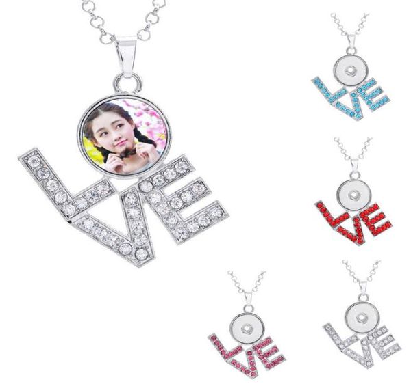 

button necklaces pendants for dye sublimation love zircon necklace pendant for women tranfer printing consumable 4 colours3340871, Silver