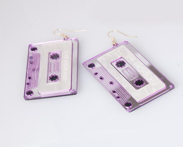 

creative fashion night club cassette drop earrings personality acrylic tape earrings for women party exaggerated ear jewelry2558872, Silver
