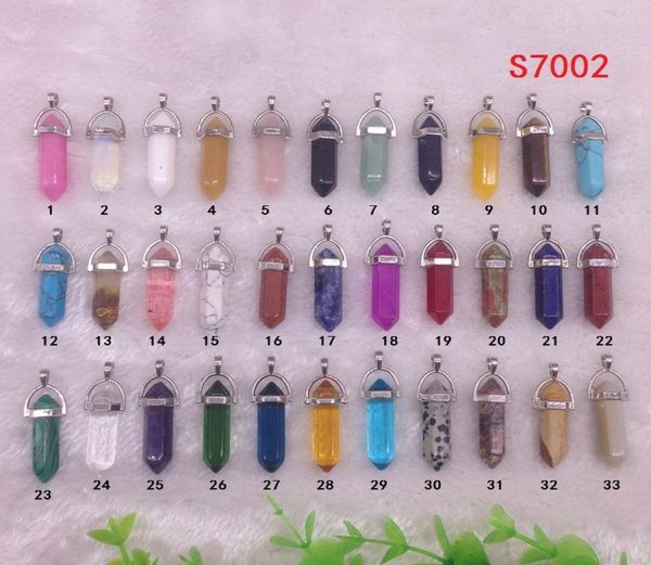 

fashion bullet shape natural stone pendant necklaces quartz turquoise crystal gems jewelry for women men gold silver chains jaden8729849