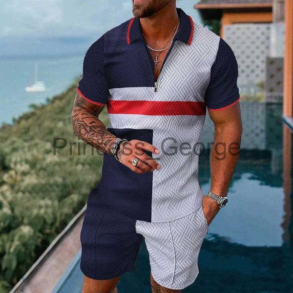 

men's tracksuits men's polo shirts short sleeve tracksuit sets summer casual shorts suits fashion 3d print luxury shirts male clot, Gray
