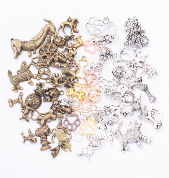 

200grams vintage silver color bronze pet animal puppy dog charms pendant for bracelet earring necklace diy jewelry making9011026, Bronze;silver
