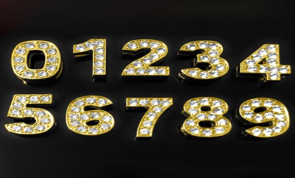 

10mm golden full diamond numbers license plate key chain letters jewelry findings components designer charms designer jewelry acce9113646, Blue;slivery