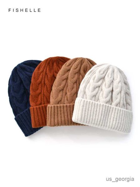 

caps solid color kink wool hat women warm knitted wool cap men autumn winter beanie new year gifts r230627, Blue;gray