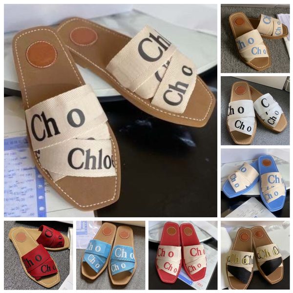 

sliders designer sandals mules woody designer sliders flat bottom mother cross woven beach casual women's slippers square toe casual fa, Black