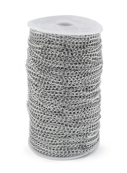 

100mroll aluminum ed chains silver color plated necklace curb chains bulk for bracelets open link for diy jewelry making2906370, Blue;slivery