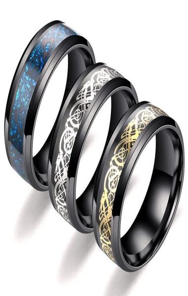

6 colors stainless steel silver gold dragon ring dragon pattern ring wedding band rings for women men lovers wedding ring drop shi1224778