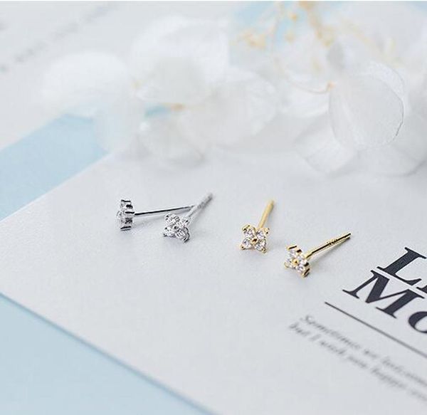 

925 sterling silver cz stone paved tiny flower girl stud earring for silver gold mini stud earring wedding gift ps12569153244, Golden;silver