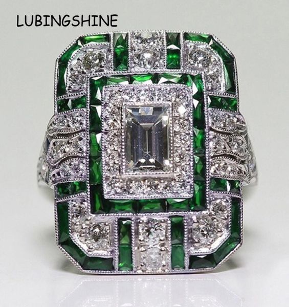 

vintage square crystal big midi finger ring for women girls wide green stone zircon knuckle rings wedding party jewelry gift2984597, Slivery;golden