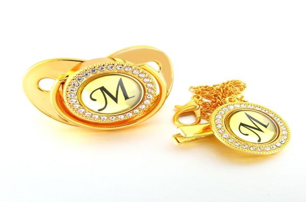 

initials letter gold newborn pacifiers and pacifier clip baby silicone nipple soother baby chupetes 018 months lj2011104387009