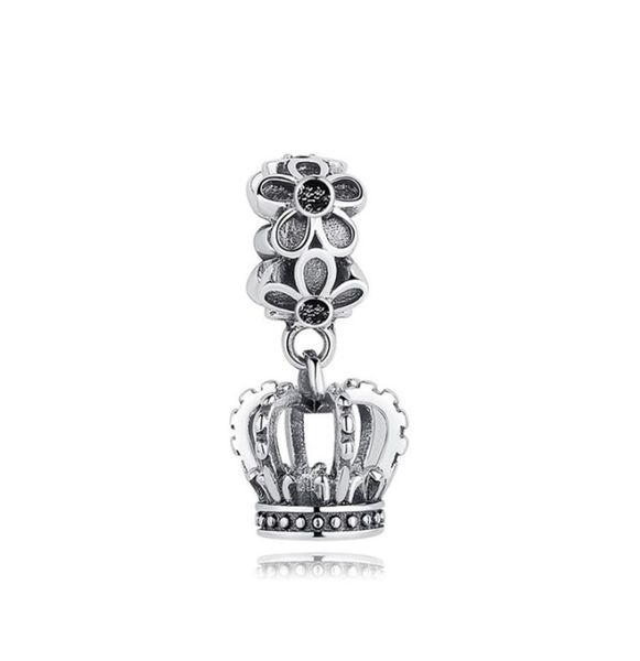 

crown flower dangle pendant retro alloy charm bead fashion women jewelry stunning european style for bracelet necklace panza004-587061627, Bronze;silver