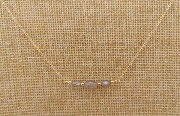 

labradorite moonstone necklace round natural stone 14k gold filled choker charms pendants boho women gift collier femme chains9149388, Silver
