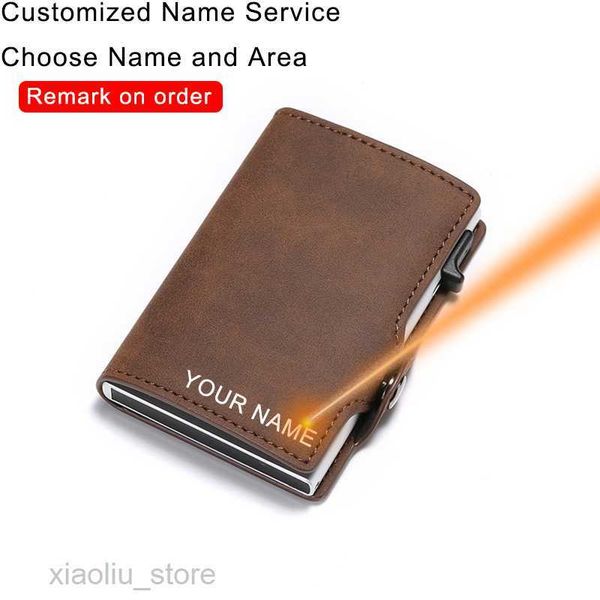 

money clips engraving rfid leather card holder wallet men slim thin wallet money bag short purse small customize personalized wallet gifthkd, Black