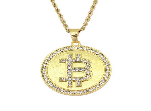 

pendant round bitcoin pendant hip hop necklace01234565130832, Silver