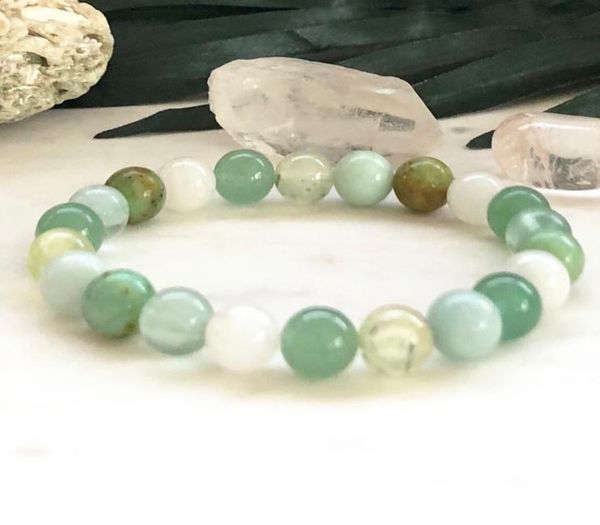 

mg0874 new design green aventurine prehnite bracelet womens african turquoise moonstone energy power bracelet8976712, Black
