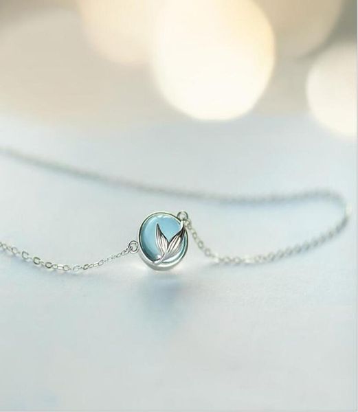

new sterling silver jewelry fashion creative beautiful women039s luxury pendant necklace mermaid blue crystal designer necklace3836692