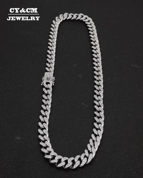 

13mm men039s crystal cuban link chain hip hop long necklaces for men gold silver color heavy iced necklace choker bling jewelry8526672