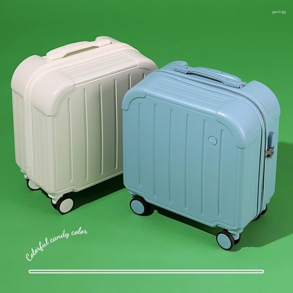 

suitcases 18 inch mini portable boarding travel carry-on suitcase student password case rolling luggage bag with trolley super compressive