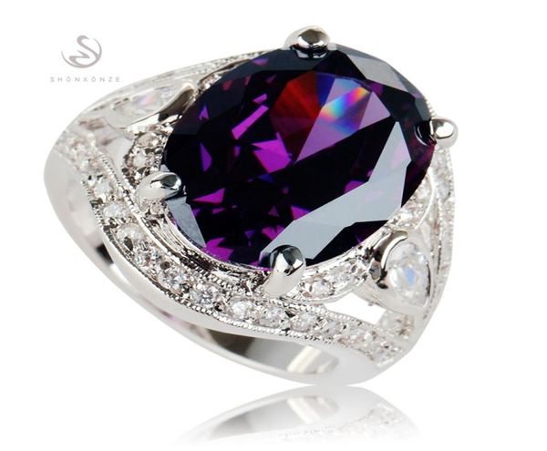 

shunxunze favourite sell engagement wedding rings jewelry accessories for women purple cubic zirconia rhodium plated r543 s9454100, Silver