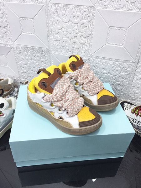 

designer woman shoe leather lace up men fashion platform oversized sneakers white black 0623
