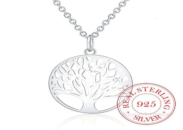 

tree of life crystal round small pendant necklace 925 sterling silver bijoux collier elegant women jewelry gift drop5002660
