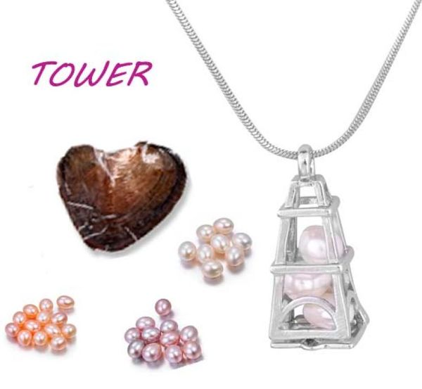 

silver tone pearl cage pendant locket eye/tower/sword cross/ with pearls oyster pendant charm fine jewelry for womenp0204582537