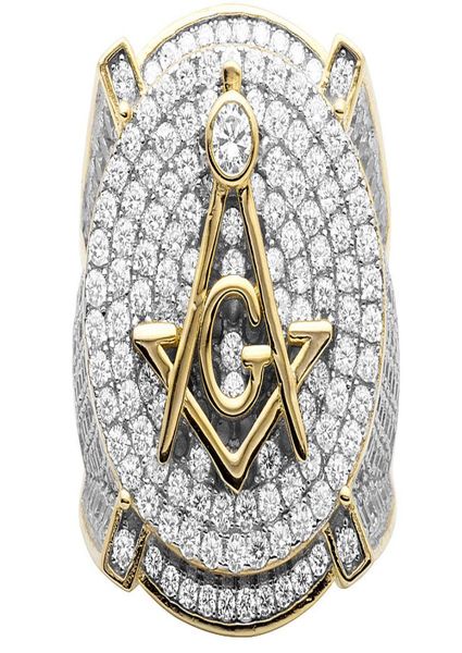 

fashion jewelry luxury men039s 18k yellow gold filled 250pcs zircon copper masonic ag ring size 8153463787, Slivery;golden