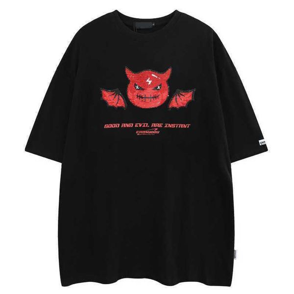 

yprs men's wear american sequins imp short sleeve t-shirt men's and women's public security street oversize personality half, White;black