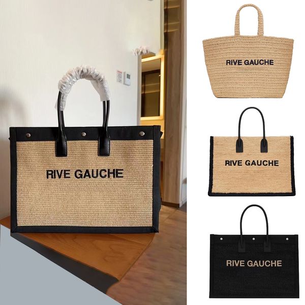 

cross body tote vintage luxury designer clutch bags raffias summer rive gauche bag lady weave vacation women hand bag hobo luggage travel ha