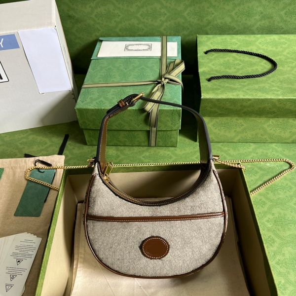 

2023 armpit bags classic leather designer handbags for ladies quality shoulder bags half -moon-shaped mini bag with interlocking with box