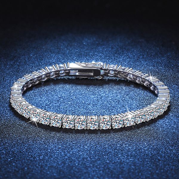 

real 4mm moissanite sparkling full diamond gra 925 sterling silver wedding engagement party jewelry bracelets for women, Golden;silver