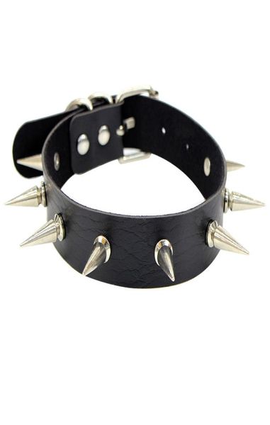 

black punk spike choker for women adjustable softer pu leather cute party jewelry necklace with easy wear buckle4693493, Golden;silver