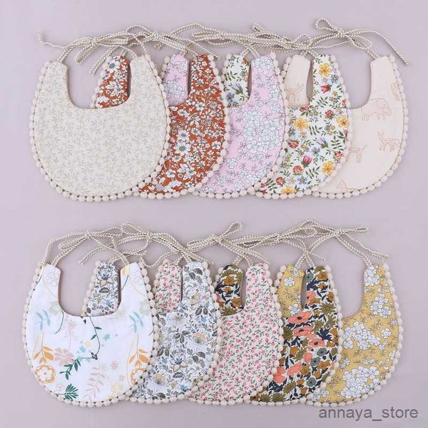 

bibs burp cloths double-sided floral vintage baby bibs baby tassel saliva towel newborn feeding burp cloth bandana scarf baby girls shower r