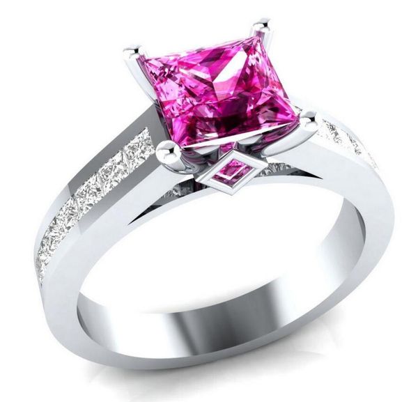 

victoria wieck luxury jewelry handmade 925 sterling silver filled princess cut pink sapphire cz diamond gemstones women wedding ba9952481, Slivery;golden