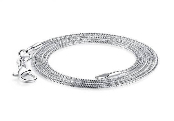 

100pcslot 925 sterling silver smooth snake chains necklace big size 26quot 28quot 30quot 1mm charms choker fa4090299