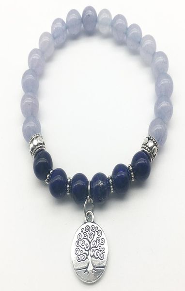 

sn1308 fashion 2018 womens bracelet yoga balance bracelet lapis lazuli tree of life charm jewelry low whole5578646, Black