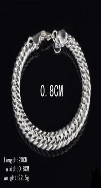 

8mm 10mm 925 sterling silver bracelets figaro chain bracelet men bracelet fashion jewelry6974704, Black