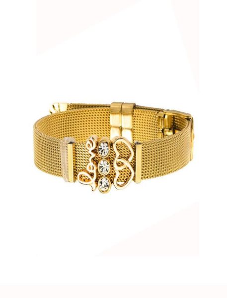 

concise lovers love keeper bracelet gold electroplate stainless steel watchband bracelet7354742, Golden;silver